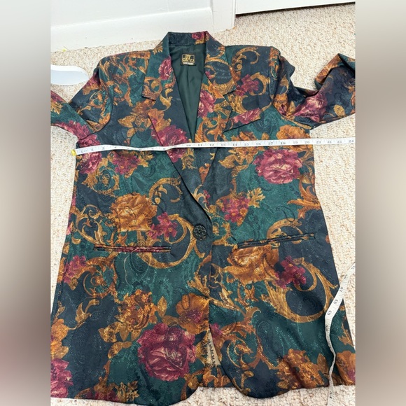San Moire Dark Green and Floral Blazer size M - Picture 6 of 6